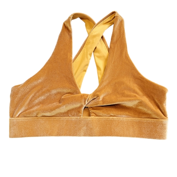 Fabletics Other - Fabletics gold velvet front tie cross back sports bra